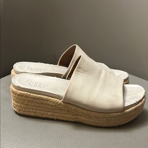 Franco Sarto Women's Cream Leather Platform Sandals